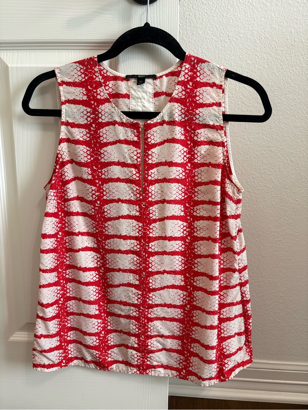 Hugo Boss Red and White Patterned Sleeveless Cami